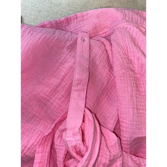 Nicole Miller Pink Textured Button Front Shirt Medium 100% Cotton Top - Picture 9 of 12